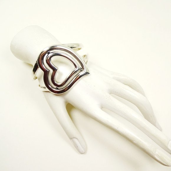 Barry Kieselstein-Cord Sterling Silver Double Heart Wide Cuff Bracelet - Picture 12 of 12